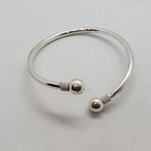 Sterling Silver 950 Cuff Bracelet Ball Ends